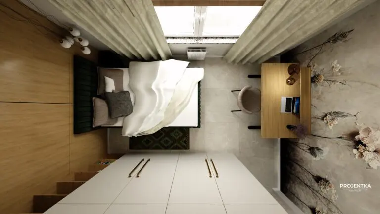 aranżacja projekt wizualizacja sypialnia funkcjonalny przytulny projektowanie wnętrz Lębork